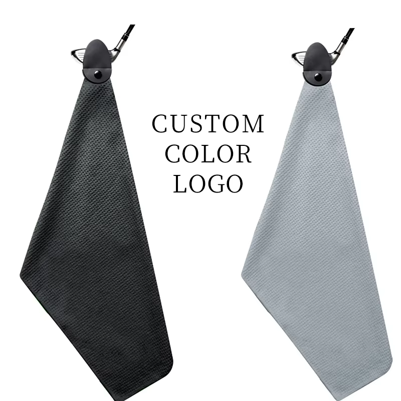 High Quality Microfiber Waffle Custom Logo Magnetic Towel for Golf Club Customized Logo Golf Towel With Buckle