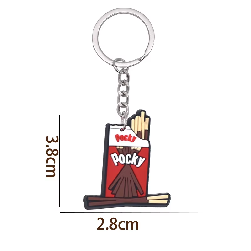 Cute Cartoon Snack PVC Soft Rubber Keychain Creative Small Gift Pendant Accessory for Keys